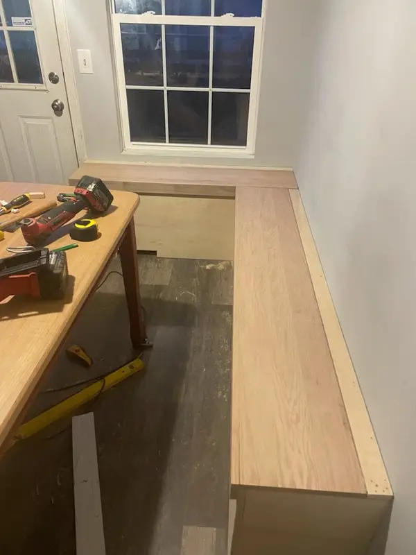 Built-in cabinet run taking shape along a wall